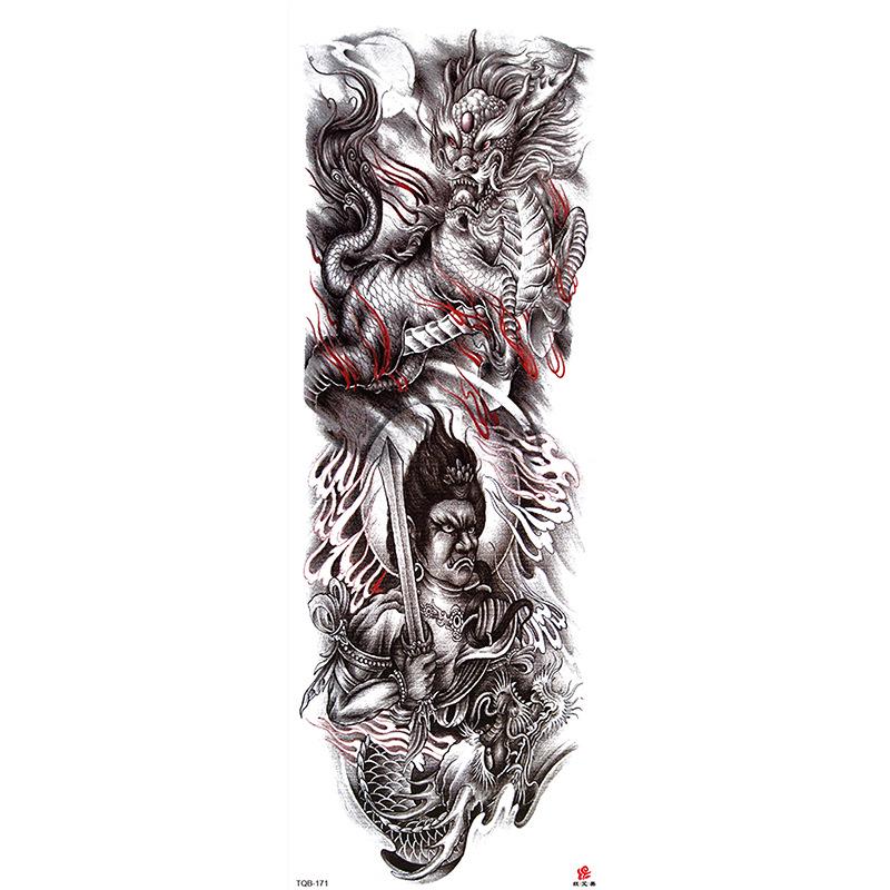 Waterdichte tattoo stickers voor de hele arm: Jezus, Maagd Maria, Kroon, Leeuw-ontwerp