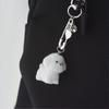Cute Mini Maltese White Puppy Keychain Keyring