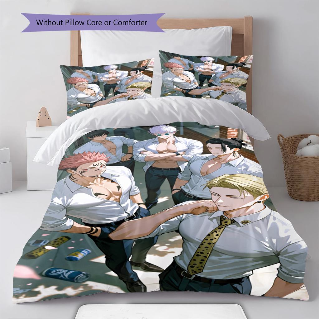 Jujutsu Kaisen Graphic Duvet Cover Set Bedding Polyester Comforter Cover Pillowcase Twin Full Queen Zipper -QJY