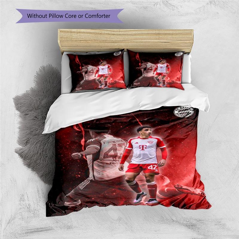 Soccer Player 42 Portrait Print 3 Pieces Duvet Cover Set Football Fan Bedding Set Bedroom Home Decor Without Pillow Core Comforter
