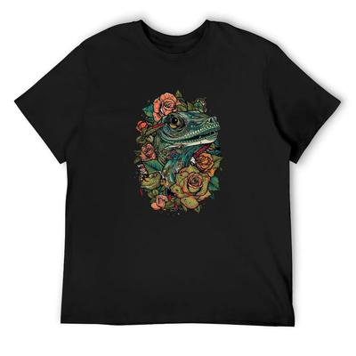 Lizard Psychedelic Rose Menagerie T-Shirt Anime T Shirts Anime Clothes Customs Design Your Own Custom T-shirts Men Workout Shirt