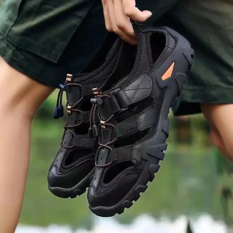 Summer Men's Sandals Are Fashionable, Breathable, Hollow Out, Casual, Hole Shaped Shoes, Outdoor Anti Slip, Beach Sports Shoes