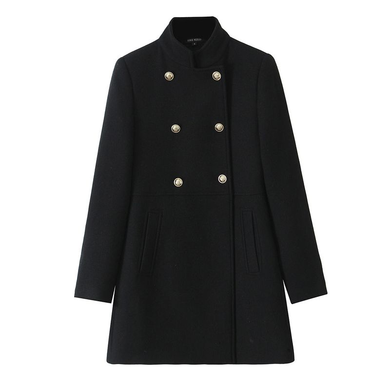 

Kaslead New Arrival Women s Fashion Style Fashion Wool Blended Double Breasted Coat Outwear 9037141 Black L