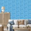 Polynesian Geometric Pattern Wallpaper Azure and Blue 50x1000