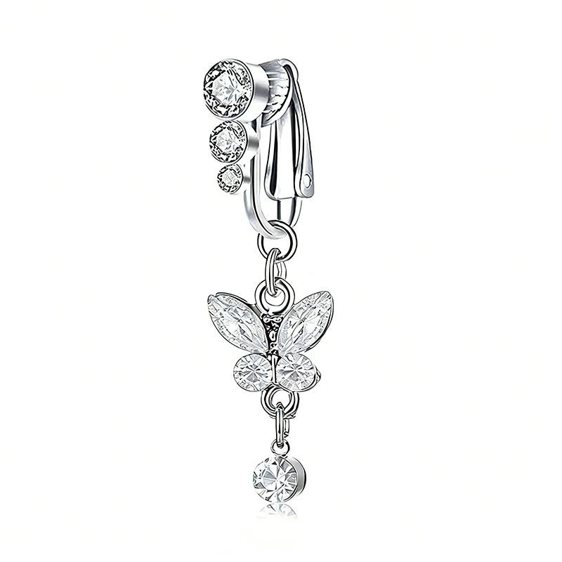 Fashion Butterfly Pentagram Non Perforated Navel Clip On Umbilical Navel Fake Pircing Zircon Cartilage Clip On Body Jewelry