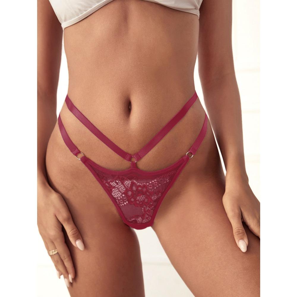 Amazon Popular Sexy Lace European and American Thong Women's Thin Belt Hollow Knitted Cross-border Foreign Trade Underwear