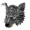 Medieval Wolf Mask 3D Head Mask, High Elastic Lightweight Comfortable Werewolf Silver Costume with Adjustable Strap for Halloween Cosplay Party