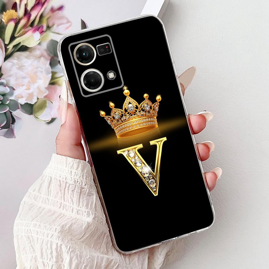 For Oppo F21 Pro 4G Case Reno7 4G CPH2363 New Crown Letters Cover Soft Silicone Phone Case For Oppo Reno8 Reno 7 F21Pro 4G Shell