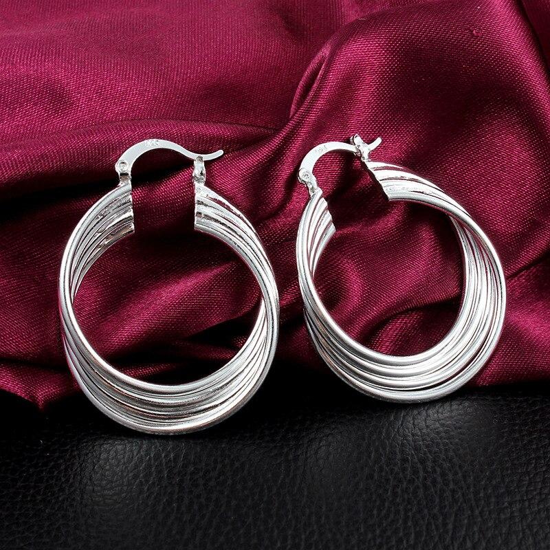 925 Sterling Silver Earrings Multi -Layer Design Earrings Women Fashion Jewelry Gifts