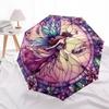 1pc Stained Glass Fairy Design Automatic Opening Folding Umbrella with 8-Rib Iron Frame - Portable Outdoor for Fans, Travelers, Daily Use, Festive Gif