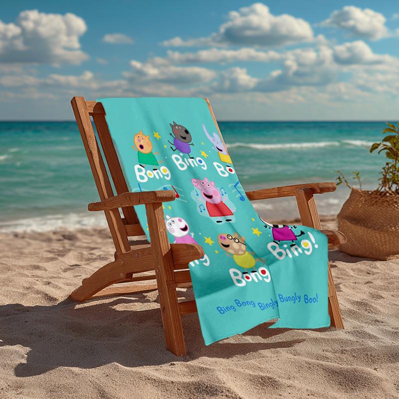 Ultra-Soft Beach Towel with Peppa Pig Theme,Ideal for Pool - Camping, Diving - Perfect Travel Essential, Vibrant Beach Towel.