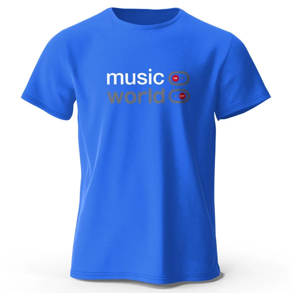 Music World Printed T-shirt Pure Cotton Classic Funny Pattern T-shirt Men's and Women's Breathable Leisure Summer Top t shirt