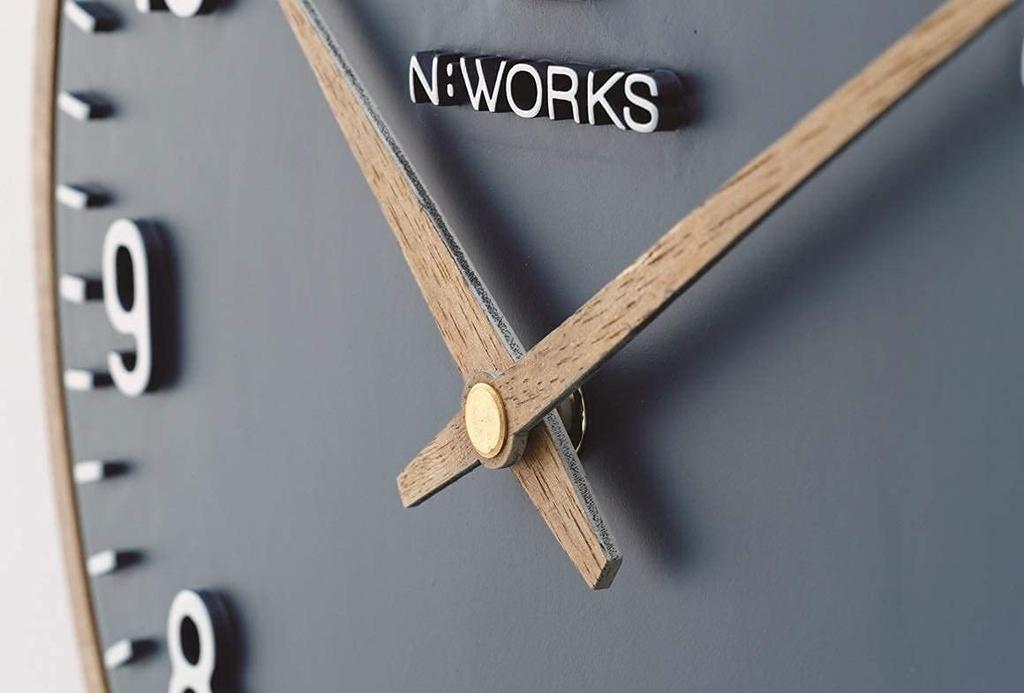 Interform Wall Clock Ecol Navy Wood Sweep Movement Nordic White Diameter 30cm CL-4072