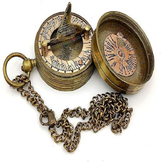 Kapesní sluneční hodiny s kompasem, ruční práce z obou stran na slunečních hodinách pták s dřevěnou krabičkou