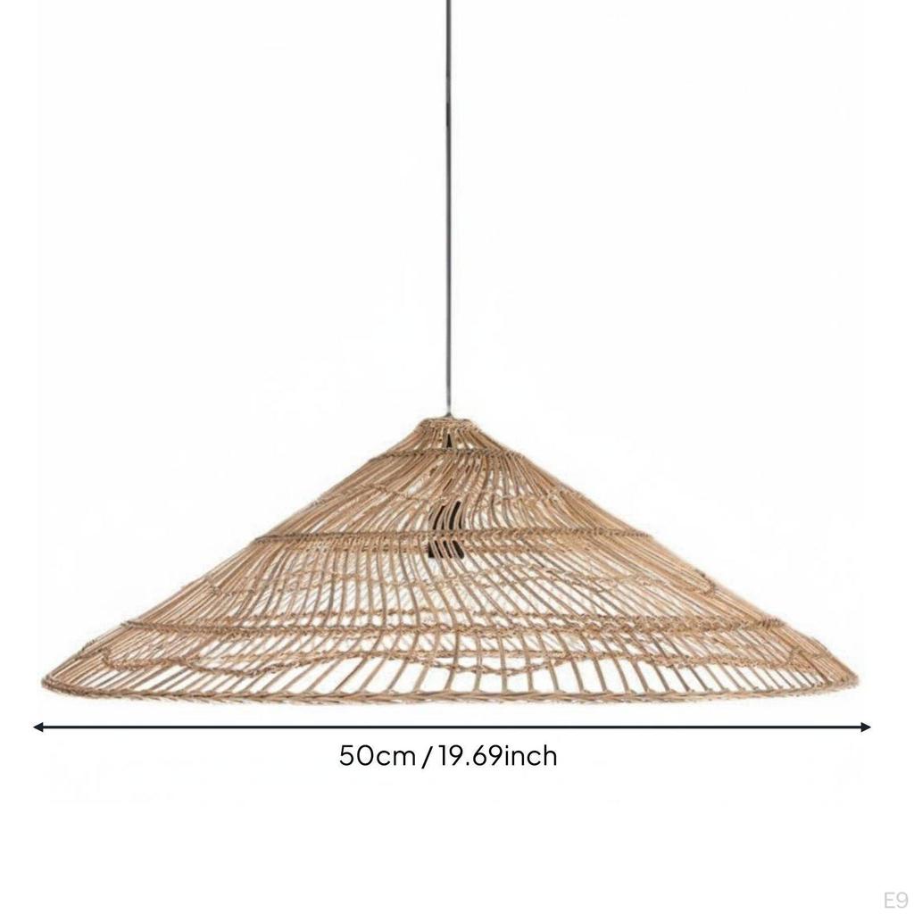 Rattan Pendant Lampshade Retro Design Woven Hanging Light Shade Rustic Elegance Fiber Lamp Cover for