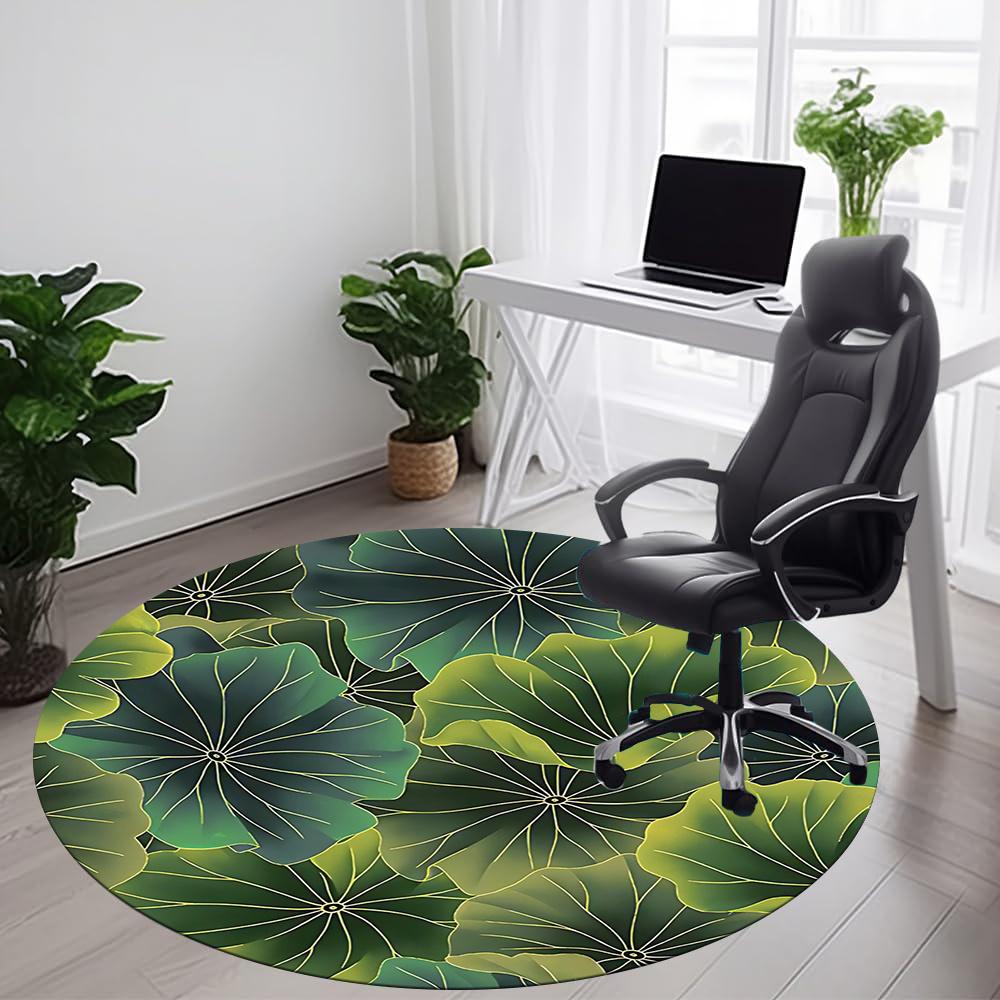 1pc Lotus Leaves Pattern Office Round Area Rug, Indoor Mat Suitable ForOffice, Under Office Chairs Bedroom Living Room Home Decor, Room Decot080