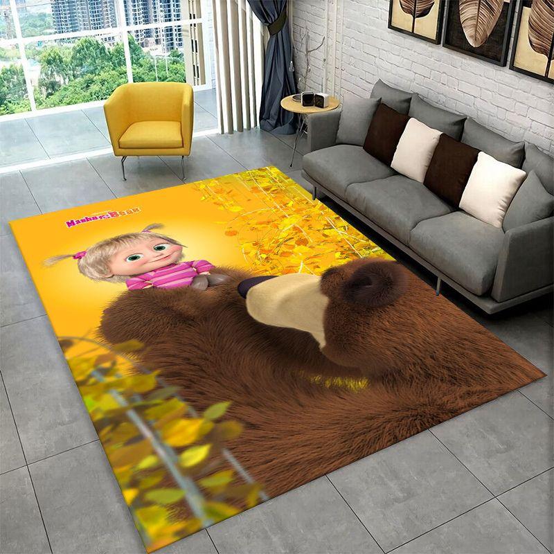 Cartoon Cute M-Masha Bear Non-Slip Area Rug for Living Room,Bedroom,Playroom,Soft Carpet Floor Mat Home Decor Rug  Room