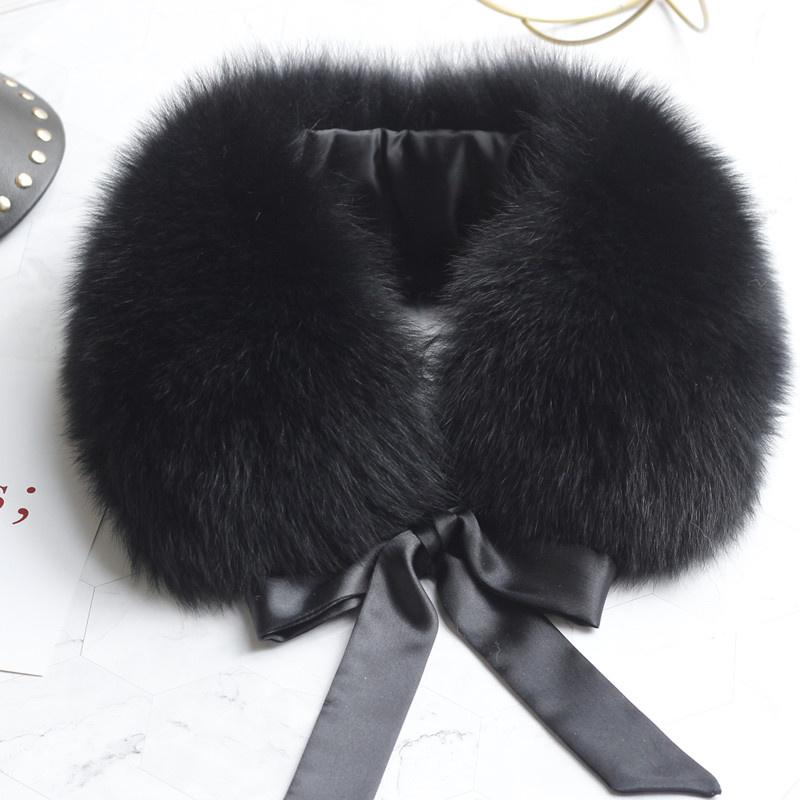 Fox Fur Collar Ladies Winter Furry Fur Collar Women Real Fox Fur Scarf Women Fox Fur Square Collar Short Scarf Shawl Winter