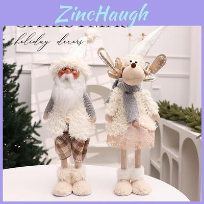 Christmas Decoration Figurine With Standing Santa Claus And Elk For Festive Home Decor
