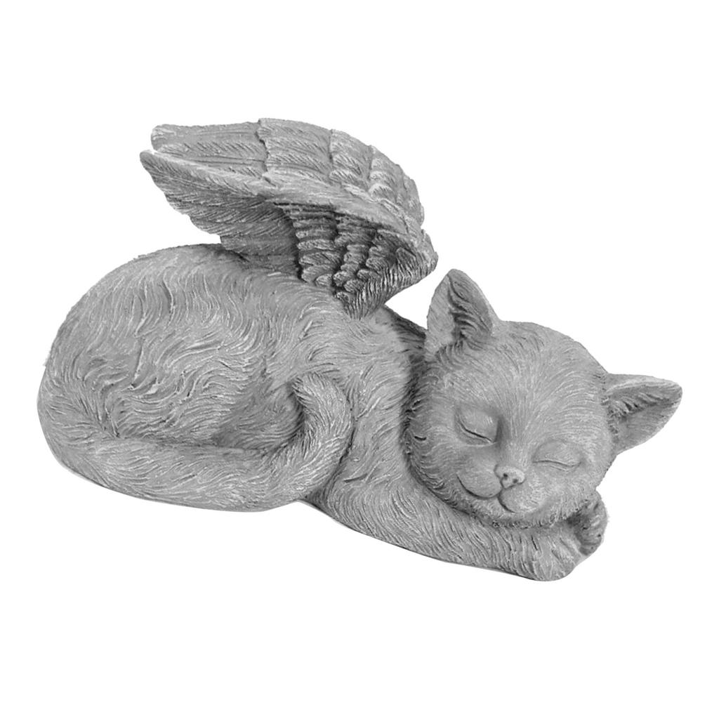 Pet Memorial Statue Resin Sleeping Pet Angel Garden Sculpture for Pet Memorial Gravestone Ornament Angel Cat