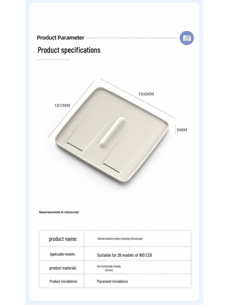 Silicone Wireless Charging Pad for Nio ES8: 3rd Gen Center Console Phone Pad Decoration, Compatible with 26 Models