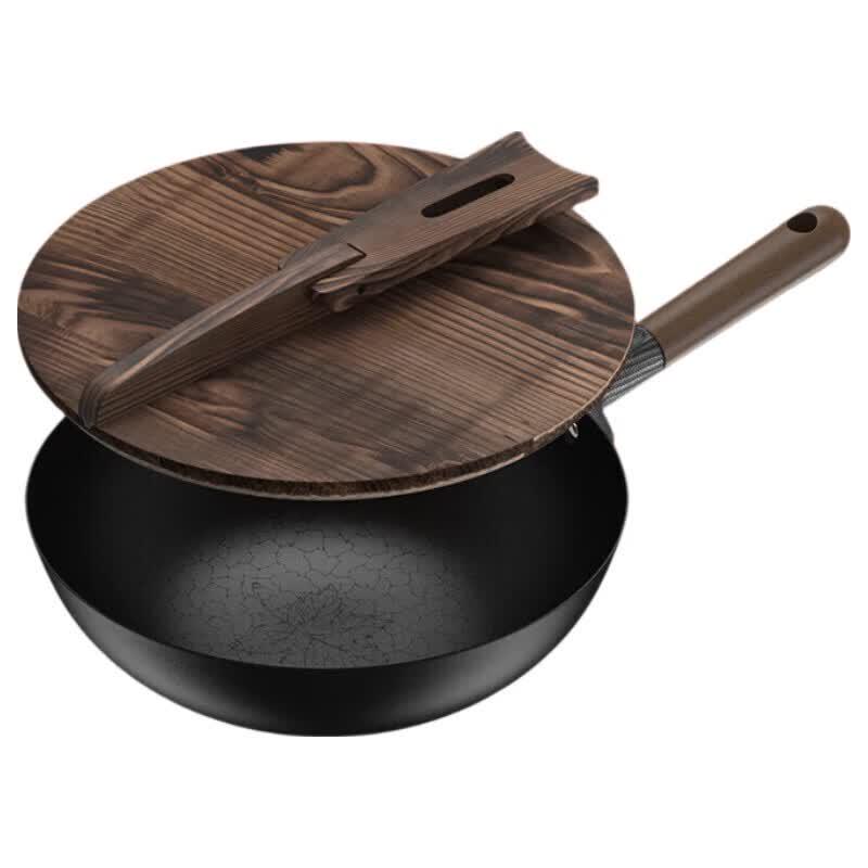 IBF Century Iron Chinese Wok with Fir Wood Lid
