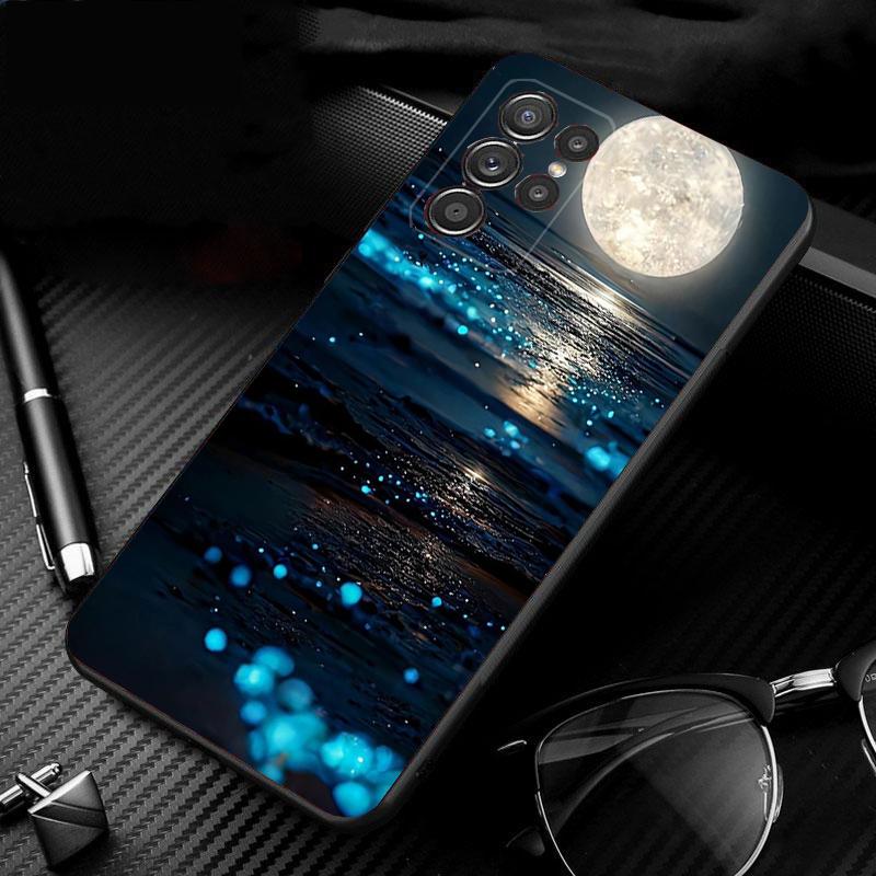 Phone Case For Samsung Galaxy S25 S24 S23 S22 S21 Ultra S24 S23 S22 S21 S25 Plus S24 S20 FE Moonlight Beach Scenery