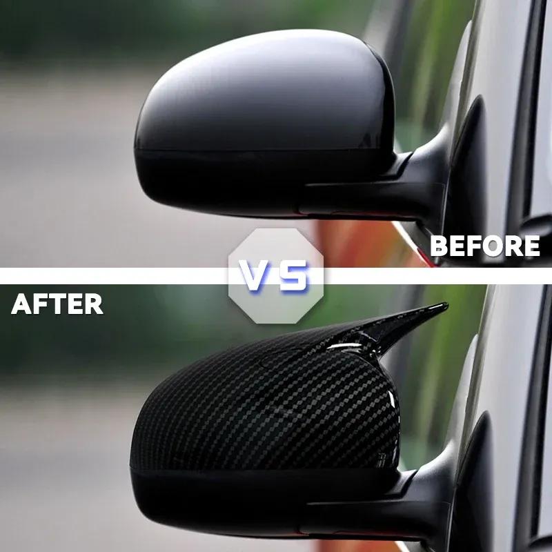 1 Pair Car Rearview Side Mirror Cover Wing Cap Exterior Door Case Trim Sticker For Skoda Fabia 2008-2014