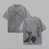 Ghost Slayer Blade Izunosuke Pattern Tshirt Japanese Manga Washed Retro Street Style Manga Enthusiasts Unisex Tshirt