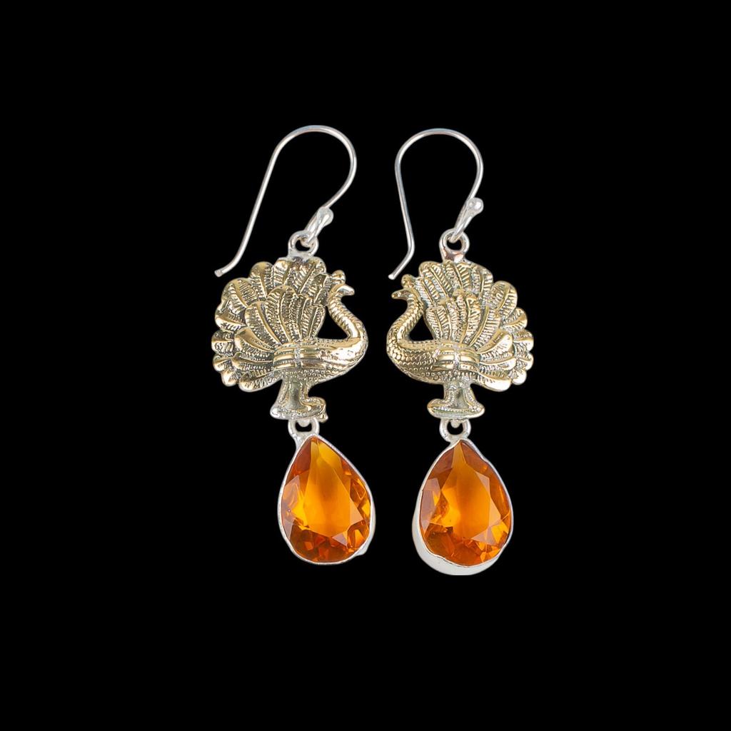 Citrine Gemstone 925 Sterling Silver Jewelry Handmade Women Gift Earrings 2.20" EE-44-1