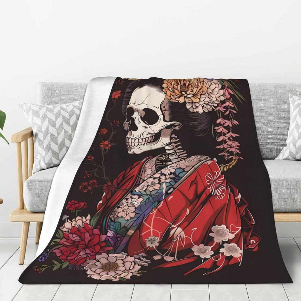 Series of Japanese Geishas Digital-printed Polyester Bedroom Velvet Flannel Cover Blanket Fleece Soft Cover Blankets for Beds