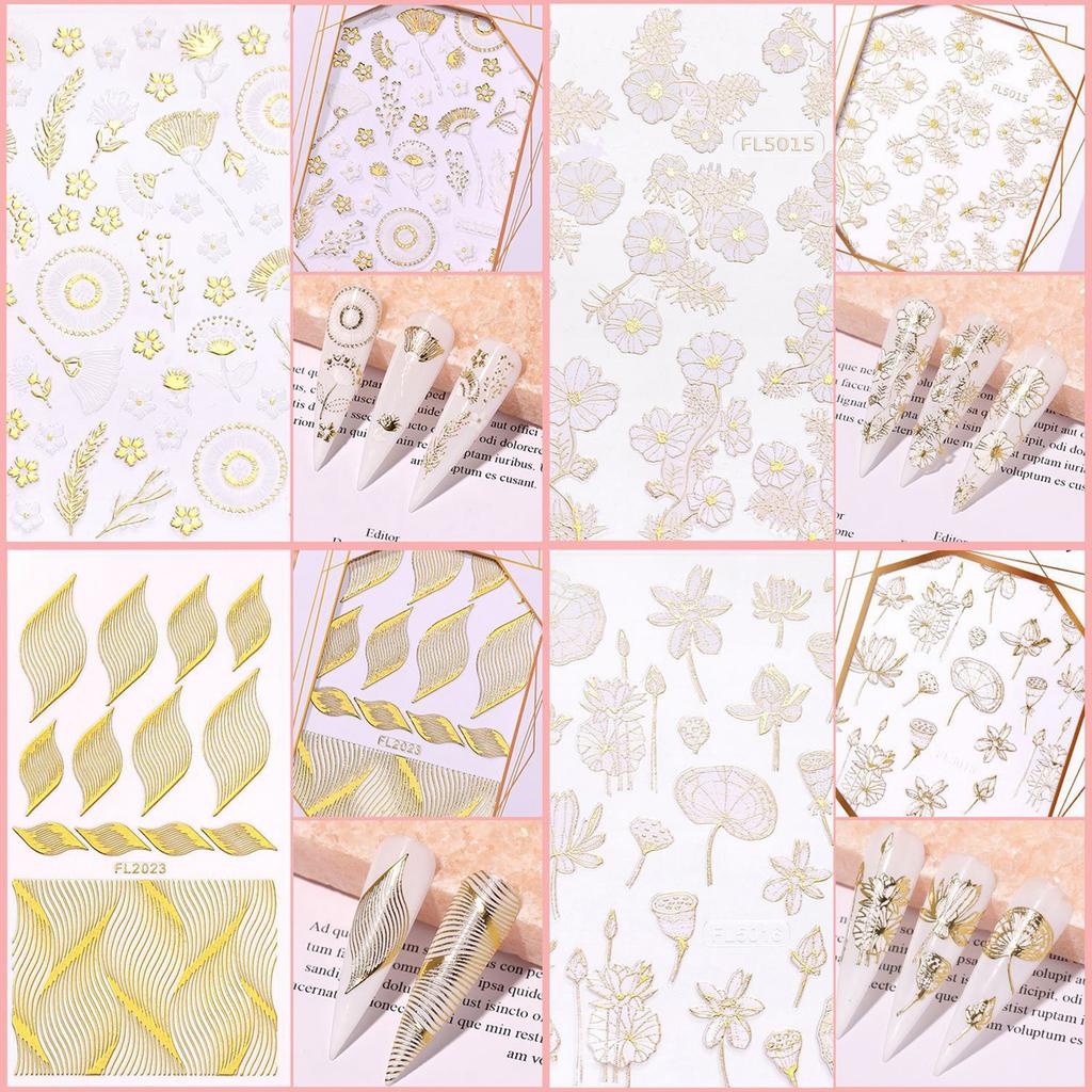 Nagelkunst Zubehör Set Nageldekorations-Kit 15 Stück Nagelstifte 5 Stück Doppelseitige Dotting-Stifte Nagelsticker Nagel Goldfolie 10 Farben Metallische Fäden Nagel
