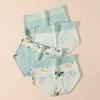 4Pcs Women's High-Waisted Panties Green Tie-Dye Panties Breathable Triangle Underwear Comfortable Soft Fabric Underwear