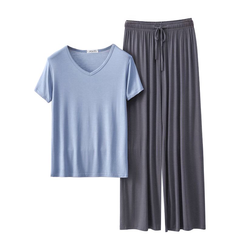 Women's Loose Casual Pajama Sets V-neck T-shirt and Pants