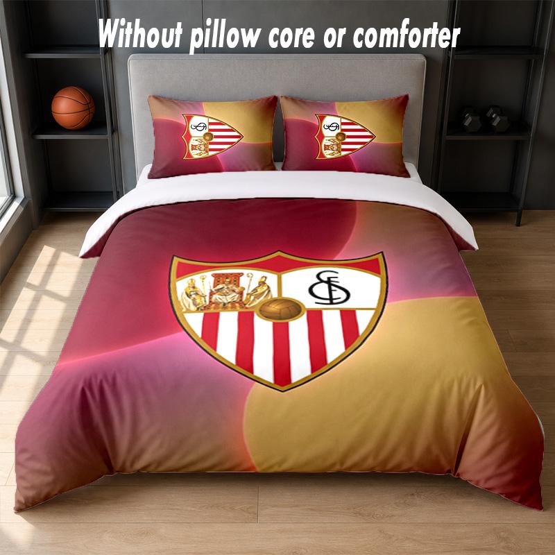 Set de Cama con Diseño del Sevilla FC 1 Funda Nórdica + 2 Fundas de Almohada Suave Transpirable Ropa de Cama para el Hogar
