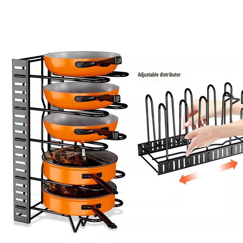 Detachable Foldable Multi-Layer Vertical Pot Cover Rack - Iron Art Countertop Storage Solution