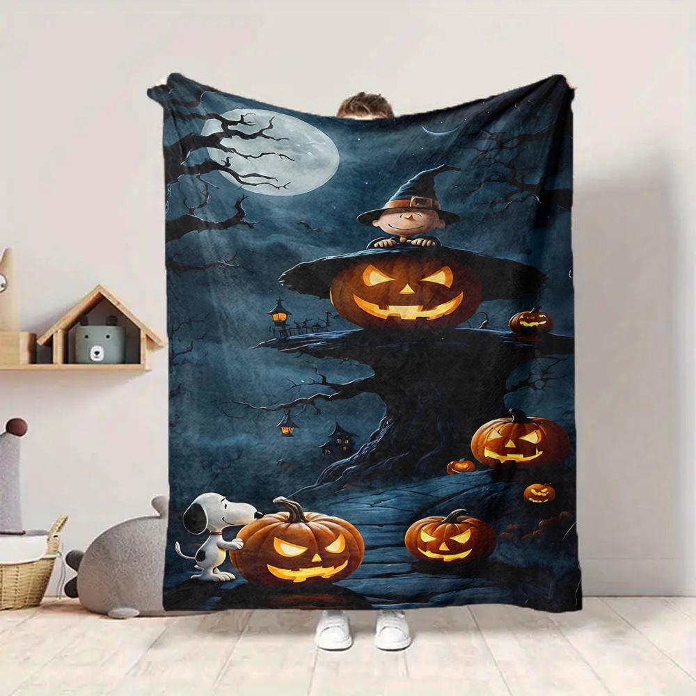 1Pc Halloween Snoopy Treats Night Blanket Soft And Comfortable Casual Warm Camping Travel Christmas Halloween Gift M917103