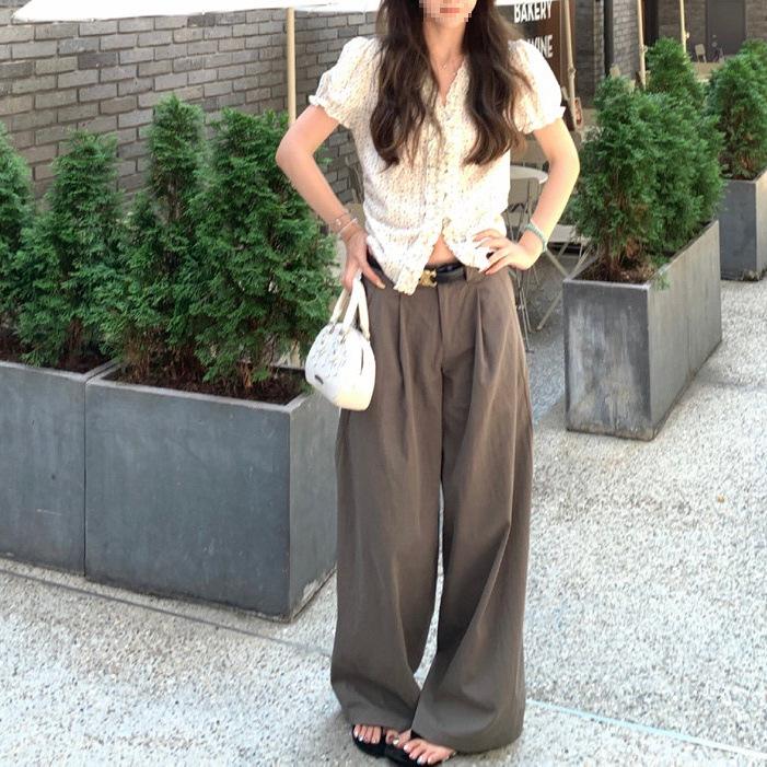 

ASHENONLINE Ash Green Versatile Cargo Suit Pants - Summer Wide-leg, Straight, Casual. Medium