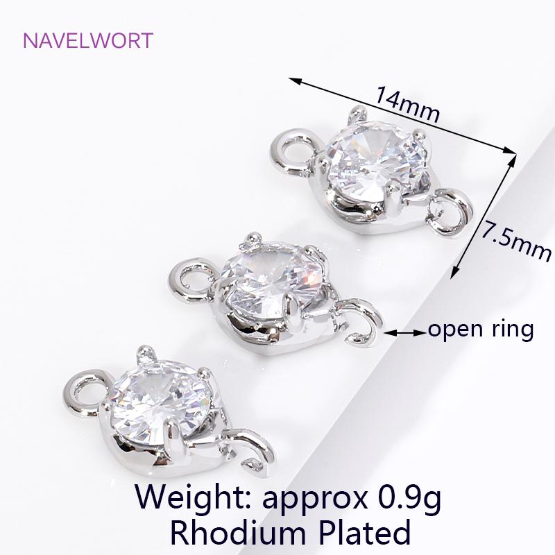 Luxury 18K Gold Plated/Rhodium with Zircon Round/Oval Charms Pendant Connector For Jewelry Making DIY Earrings Accessories
