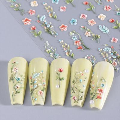 5D Reliëf Bloemen Nagelstickers DIY Lente Zomer Kleurrijke Bloemen Nagellak Zelfklevende Decals voor Vrouwen Manicure Decoratie
