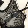 Sexy Underwire Lace Trim Mesh Lingerie Set