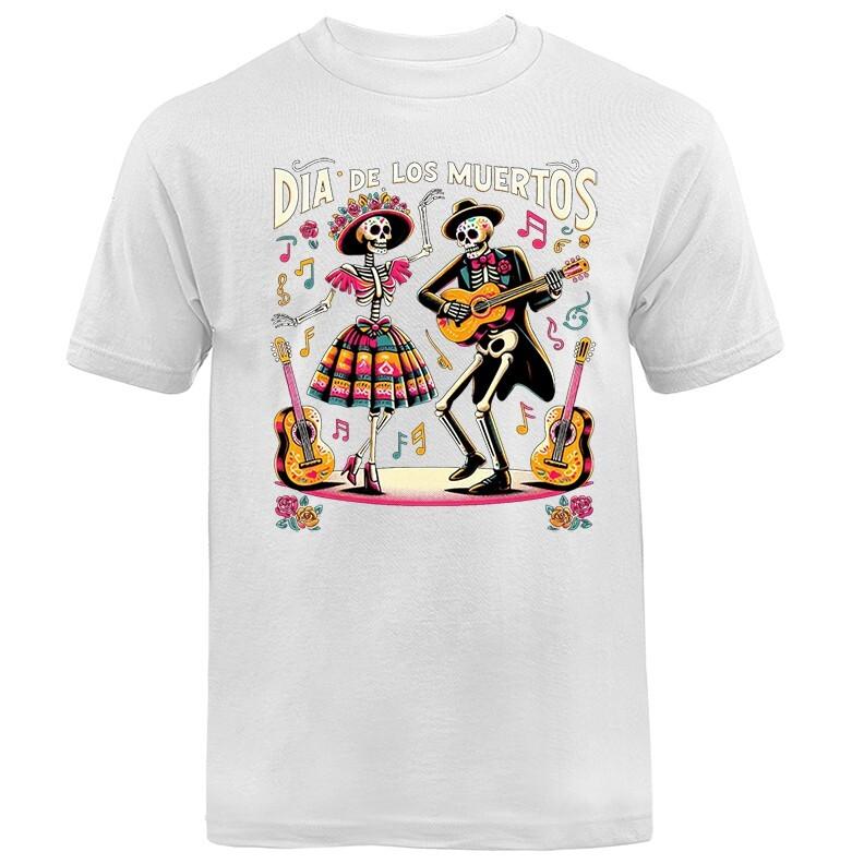 Dia de los muertos dancing skeletons guitar day of the dead Graphic T-shirt S
