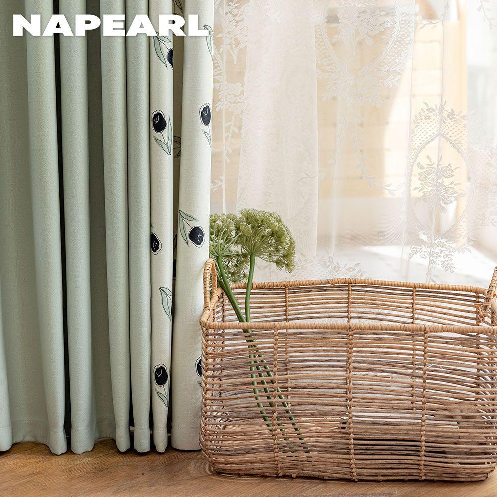 1ks NAPEARL 70-80% stupeň zastínění v krémovém stylu Potištěné zatemňovací závěsy na bočních panelech pro ložnici Obývací pokoj Domácí dekorace