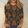 Women's fashion casual print round neck top
