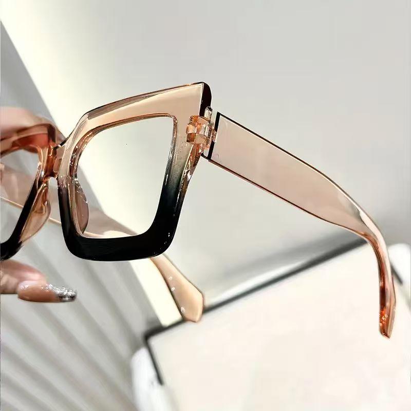 1Pc Women'S Retro Fashion Geometric Glasses With Transparent Lenses Suitable For Casual Daily Life Reading Decoration And Gif