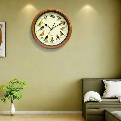 Yousheng Singing Bird Wall Clock Silent Non-Ticking Battery Powered Wide Application Decorative Clock Round Modern Wall Clock