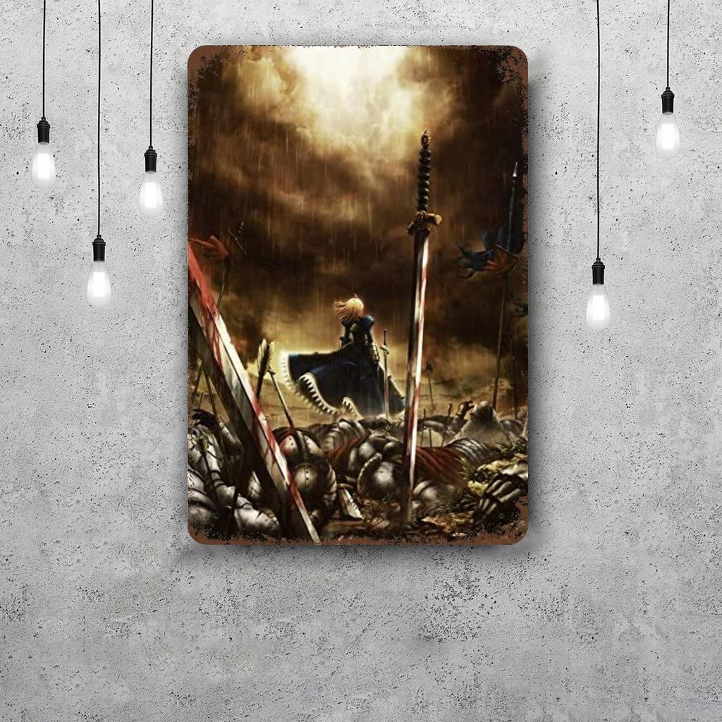 shirou emiya anime Retro Vintage Tin Sign Poster Decorative Plaque Metal Plate Wall Decor