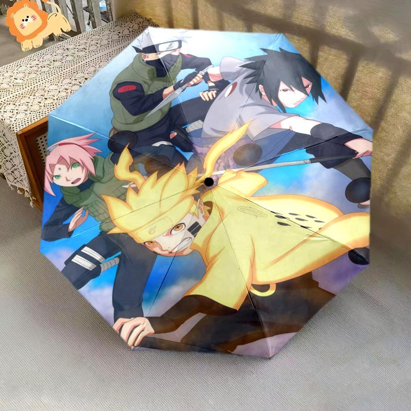 1 PC Automatic Folding Umbrella - Naruto Team Battle Pattern Portable Foldable Design With 8 Ribs Christmas Birthday Gifts