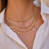 Colored Zircon Zircon Pendant Necklace Multilayer Stainless Steel Necklace  For Women