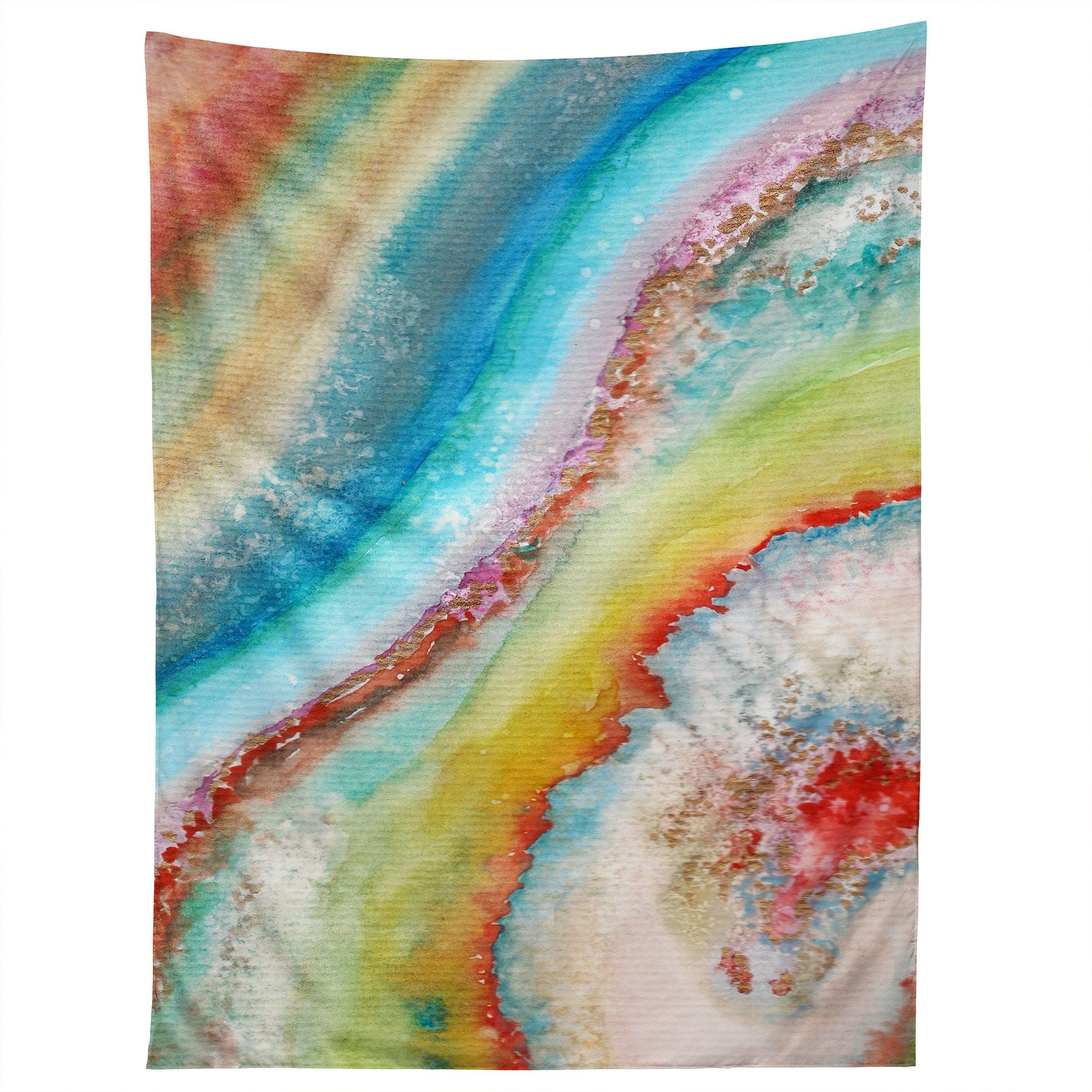 AGATE INSPIRED WATERCOLOR ABSTRACT 01 tapestry 75x100